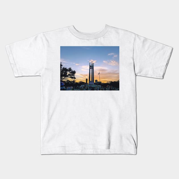 visit, appreciate, stroll, outing, park, green, travel, nature, outdoor, out, philippines, trip, quezon city, quezon memorial circle, monument Kids T-Shirt by souvenirscape